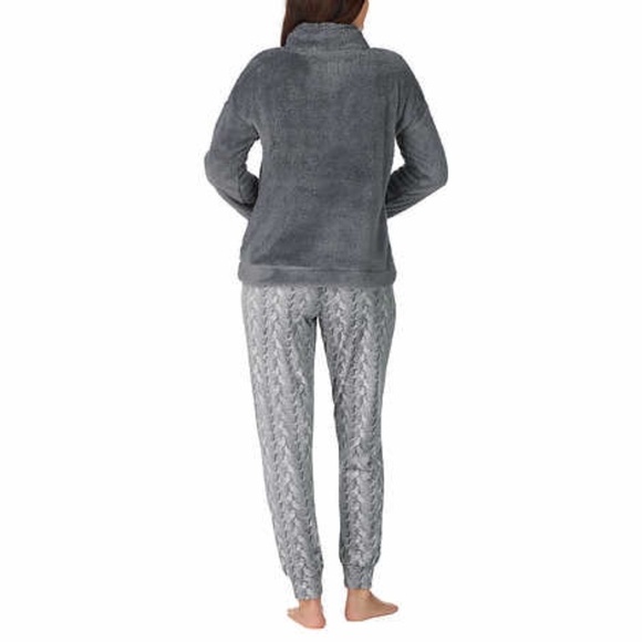 Ladies Cozy Fleece Gray Lounge Pajama Set Small - Picture 4 of 16